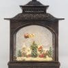 Christmas Glitter Snowglobe Lantern - Santa in a Sleigh Flying Over Houses - Ornament