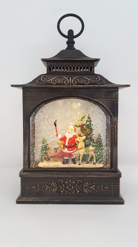 Christmas Glitter Snowglobe Lantern - Santa Taking a Selfie with a Reindeer / Rudolph - Christmas Ornament #3