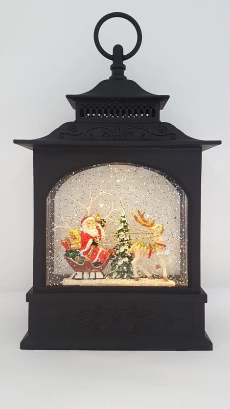 Christmas Glitter Lantern - Santa in a Sleigh with Reindeer / Rudolph - Christmas Ornament #5