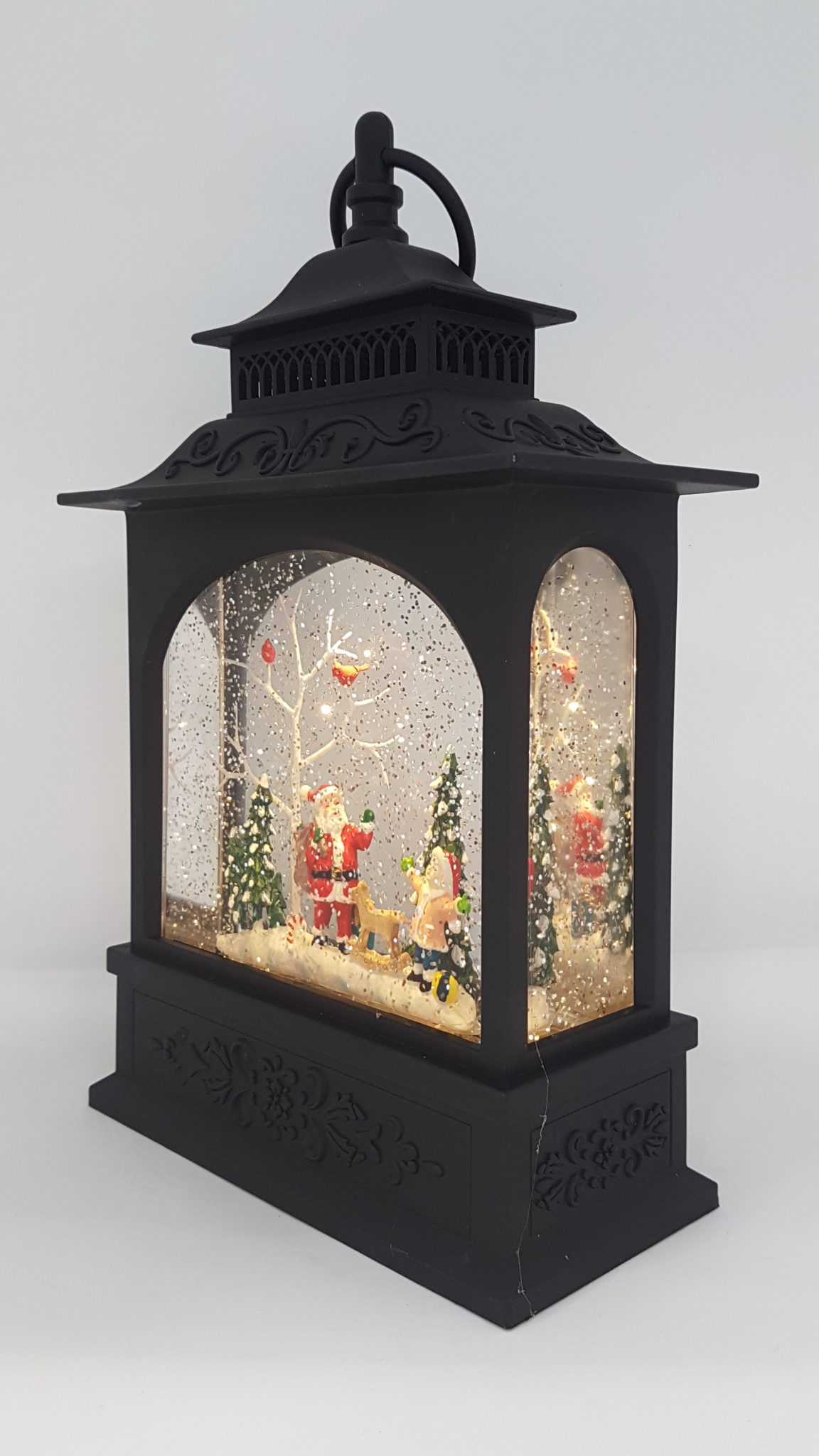 Christmas Glitter Lantern - Santa with a Child and Rocking Horse - Christmas Ornament #7