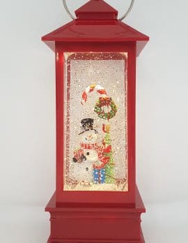 Christmas Glitter Lantern – Snowman with a Candy Cane – Christmas Ornament Design #11