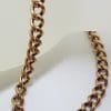9ct Rose Gold Curb Link Bracelet with Heart / Shield Shape Padlock Clasp - Antique / Vintage