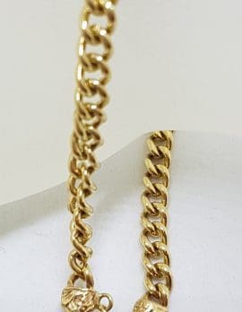 9ct Yellow Gold Bracelet with Garnet Heart Padlock Clasp - Ornate