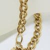 9ct Yellow Gold Double Curb Link Bracelet with Heart Shape Padlock Clasp