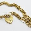 9ct Yellow Gold Long Curb Link Bracelet with Heart Shape Padlock Clasp