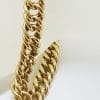 9ct Yellow Gold Curb Link Bracelet with Garnet Padlock Clasp