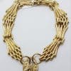 9ct Yellow Gold Ornate Five Row Gate Link Bracelet with Heart Shape Padlock Clasp