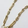9ct Yellow Gold Curved 2 x 1 Row Gate Link Bracelet with Filigree Heart Shape Padlock Clasp