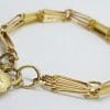 9ct Yellow Gold Gate Link Bracelet with Puffy Heart Shape Padlock Clasp