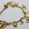 9ct Yellow Gold 10 Charms Bracelet with Heart Shape Padlock Clasp