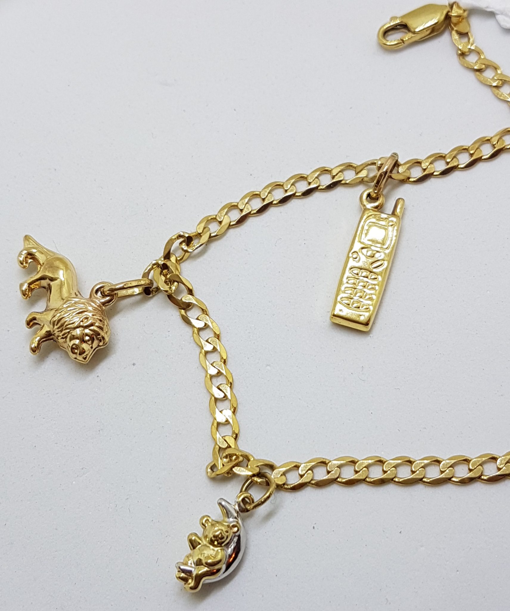 9ct Yellow Gold Charm Bracelet - 3 Charms