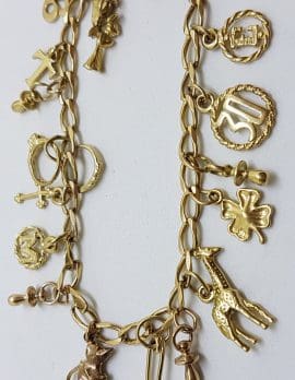 9ct Yellow Gold Charm Bracelet - 16 Charms