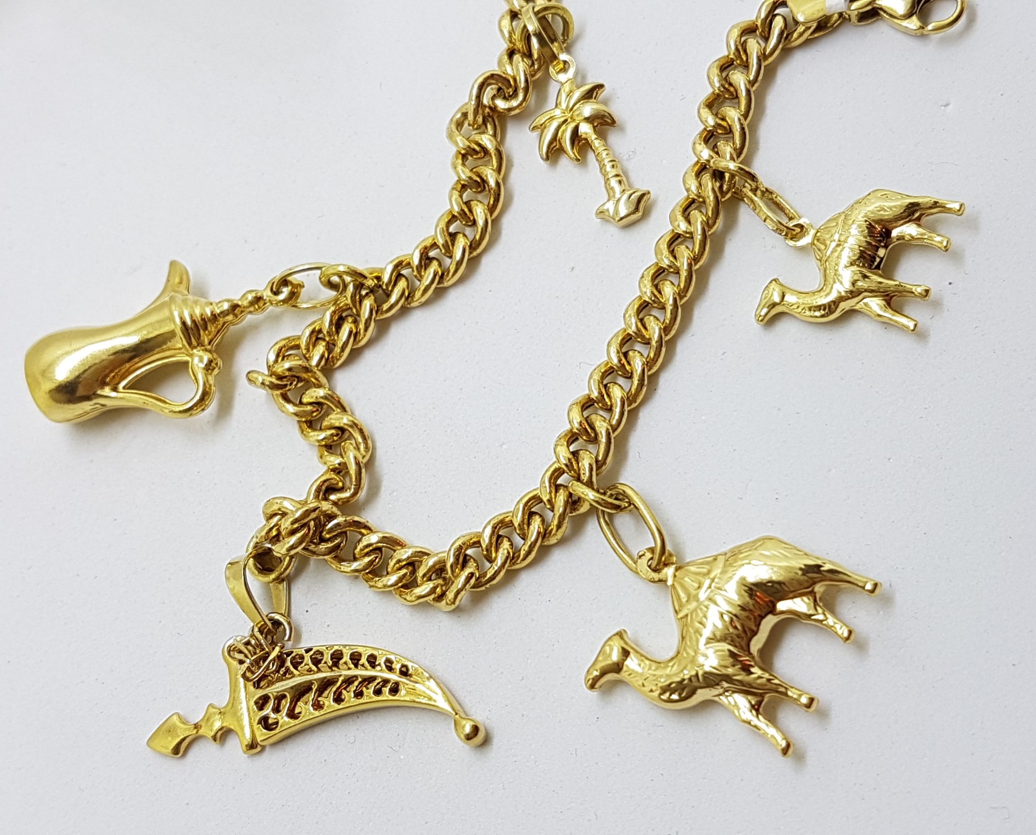 18ct Yellow Gold Egyptian Charm Bracelet 5 Charms