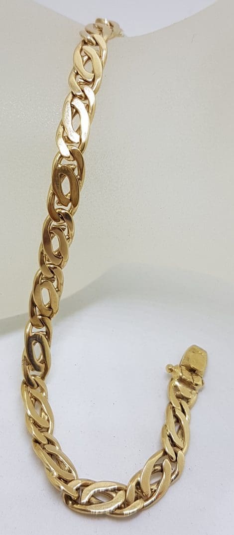 14ct Yellow Gold Oval Flat Curb Long Bracelet