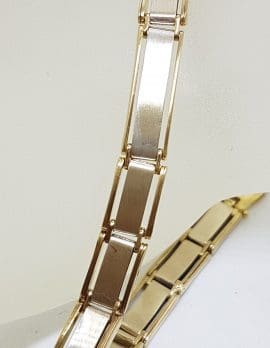 9ct Yellow & White Gold Flat Long Link Bracelet