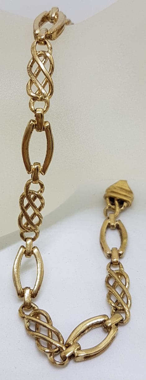 9ct Rose Gold Ornate Link Bracelet - Vintage