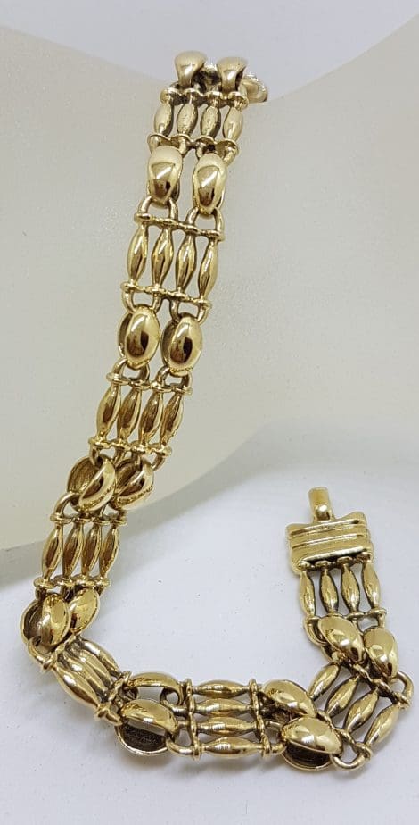 9ct Yellow Gold Ornate Wide Link Bracelet - Vintage