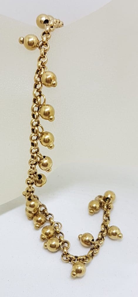 9ct Yellow Gold Little Ball Charms Bracelet - Vintage