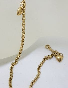 9ct Yellow Gold Belcher Link Bracelet with Heart Charm
