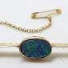 9ct Yellow Gold Blue Opal Bar Brooch – Antique / Vintage