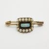 9ct Yellow Gold Black Enamel, Opal and Pearl Mourning Bar Brooch