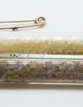 9ct Yellow Gold Glass Tubes of Opal Pieces in Bar Brooch – Antique / Vintage