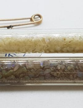 9ct Yellow Gold Glass Tubes of Opal Pieces in Bar Brooch – Antique / Vintage