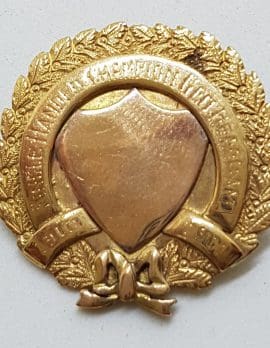 9ct Yellow Gold Large Round Shield " Single Handed Champion Geo Hearham 1910 - 1911 " Medallion Ornate Brooch – Antique / Vintage