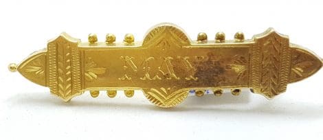 15ct Yellow Gold Ornate May Name Bar Brooch – Antique / Vintage