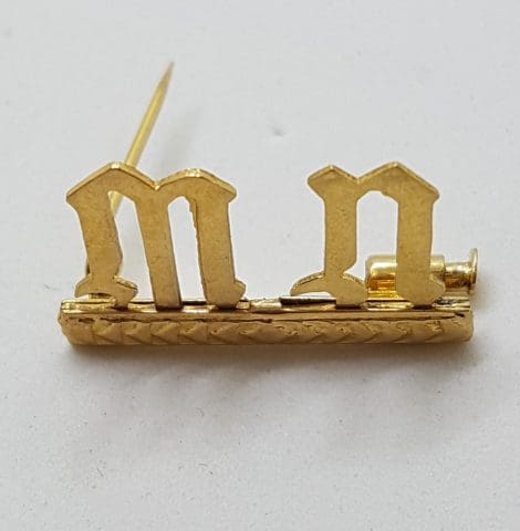 9ct Yellow Gold Initial M.N. Brooch – Antique / Vintage