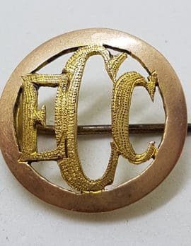 9ct Rose Gold Initialed E.C.C. Round Brooch – Antique / Vintage