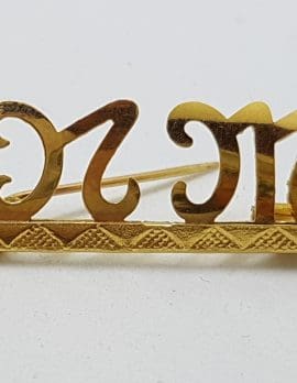 9ct Yellow Gold Initial N.M. Brooch – Antique / Vintage