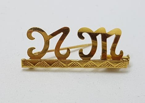 9ct Yellow Gold Initial N.M. Brooch – Antique / Vintage