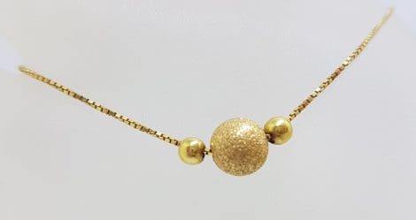 9ct Yellow Gold 3 Ball on Snake Necklace / Chain - Stardust Effect