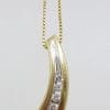 9ct Yellow Gold Diamond Curved Pendant on Gold Chain
