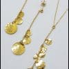9ct Yellow Gold Long Round Disc Design Pendant on Gold Chain / Necklace with Matching Earrings - Set