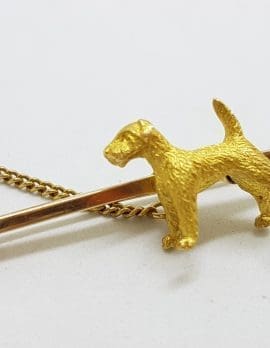 15ct Yellow Gold Airedale Terrier on Bar Brooch
