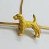 15ct Yellow Gold Airedale Terrier on Bar Brooch