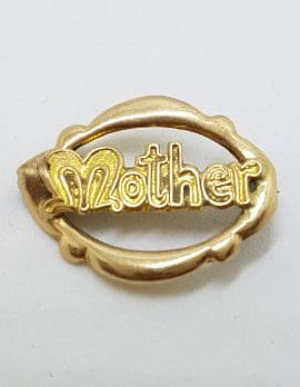9ct Yellow Gold Oval Mother Brooch - Antique