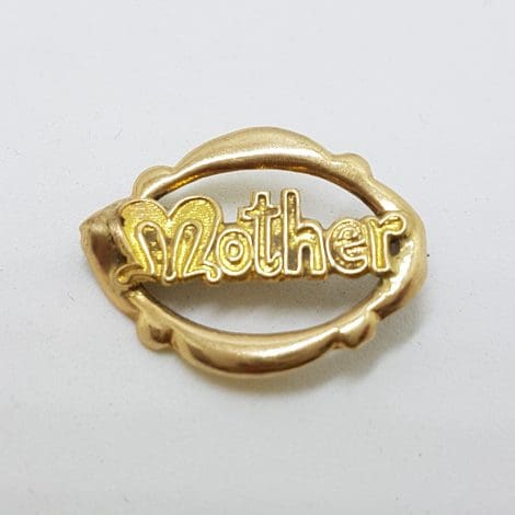 9ct Yellow Gold Oval Mother Brooch - Antique