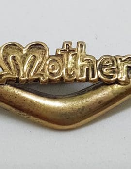 9ct Yellow Gold Mother on Boomerang Brooch - Antique