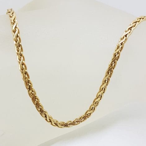 9ct Yellow Gold Thick Wheat Link Necklace