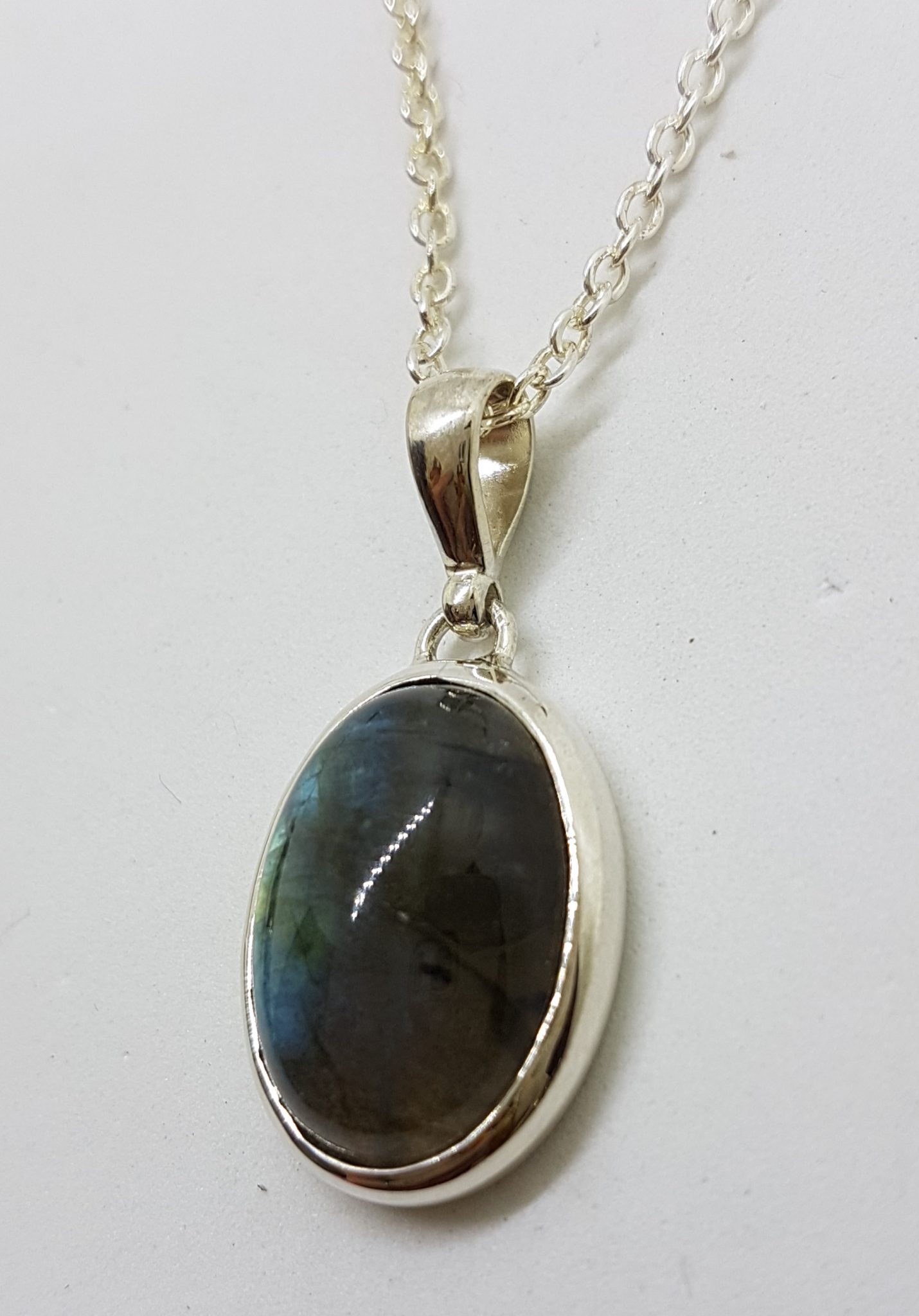 20200720_180950 Sterling Silver Oval Labradorite Pendant on Silver Chain