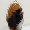 Sterling Silver Very Large Oval Mookaite and Citrine Pendant on Chain