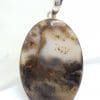 Sterling Silver Large Oval Landscape Agate Pendant on Silver Chain
