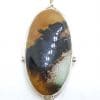 Sterling Silver Very Large Oval Mookaite and Citrine Pendant on Chain