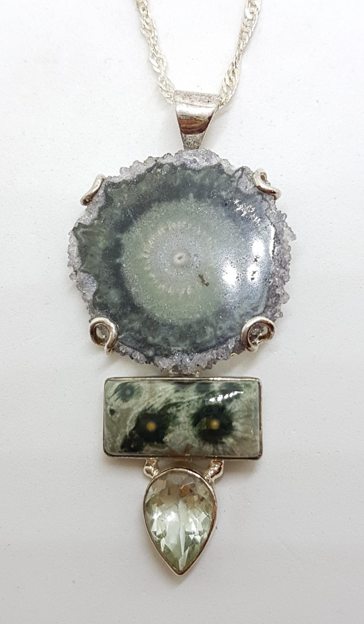 20200720_181804 Sterling Silver Large Amethyst Slice, Green Amethyst / Prasiolite and