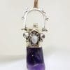 Sterling Silver Ornate Amethyst & Moonstone Pendant on Silver Chain