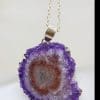 Sterling Silver Large Amethyst Slice Pendant on Silver Chain