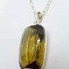 Sterling Silver Large Rectangular Citrine Pendant on Sterling Silver Chain
